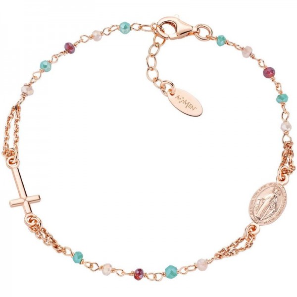 Image of the Amen Silver Rosary Bracelet with crystals for women BRO10RRRV3