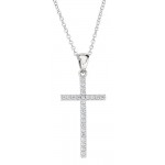 Image of the Amen Silver Cross Necklace with zircons for women CLCRDOBBNZ