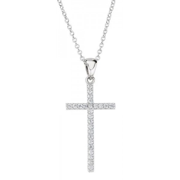 Image of the Amen Silver Cross Necklace with zircons for women CLCRDOBBNZ