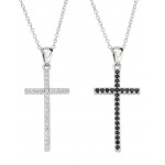 Image of the Amen Silver Cross Necklace with zircons for women CLCRDOBBNZ