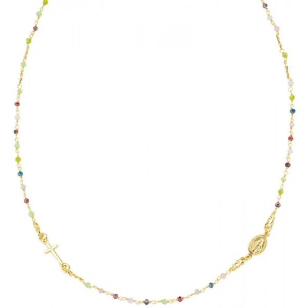 Collar Rosario Amen en plata con cristales mujer CRO10GARVE3 Imagen del Collar Rosario Amen en plata con cristales mujer CRO10GARVE3