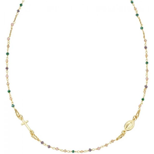 Bild der Amen Rosenkranz Kette aus Silber mit Kristallen für Damen CRO10GTOVE3